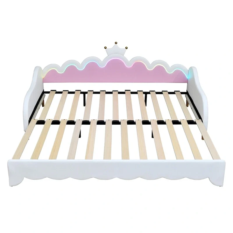Twin Extending Daybed with LED Lights,Upholstered Princess Daybed