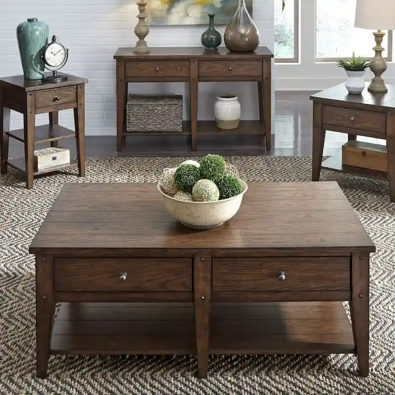 Liberty Furniture Lake House Cocktail Table Rustic Brown Oak