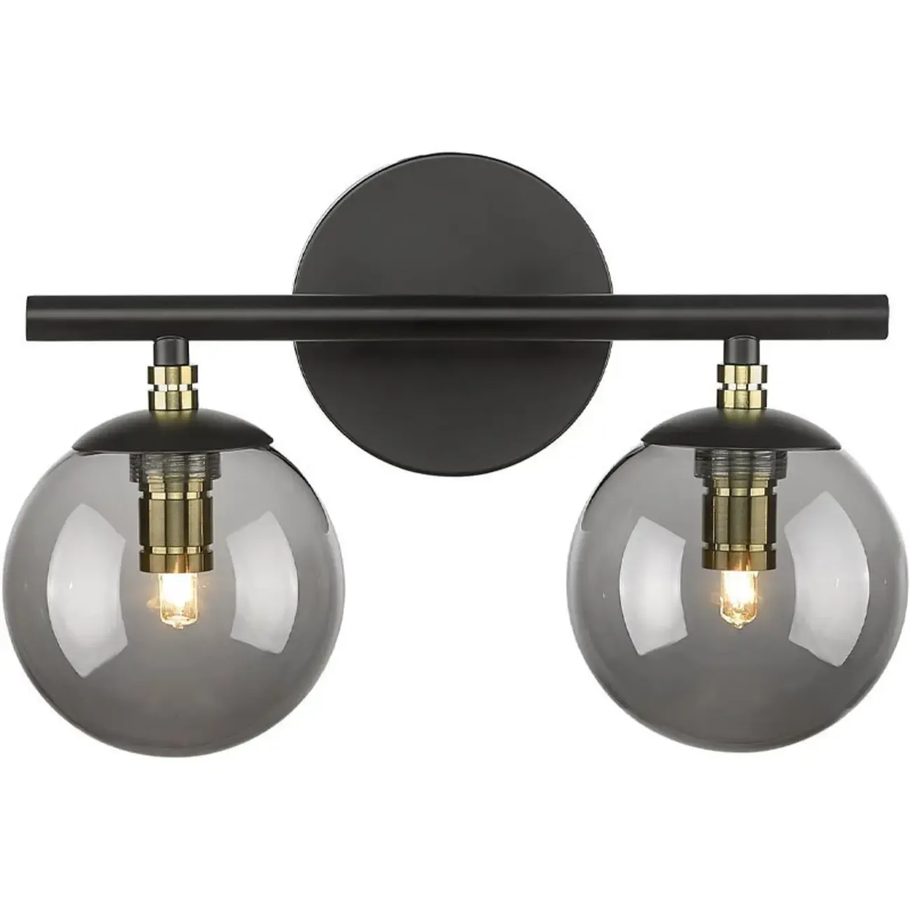 Wall-Mounted Spherical Black Glass Vanity Light
