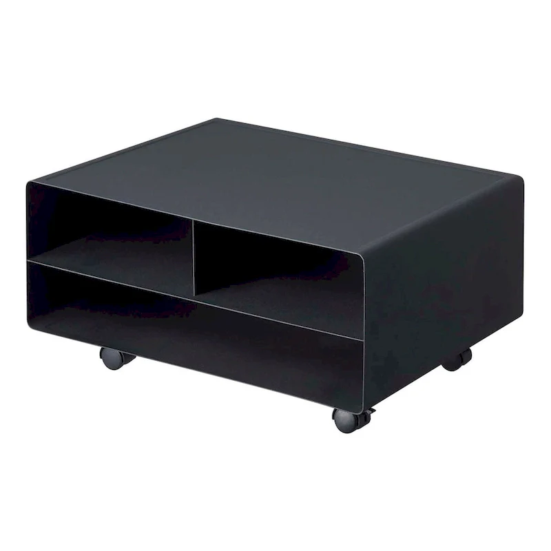 Black / White Rolling Printer Stand with Storage, Steel, Single-User