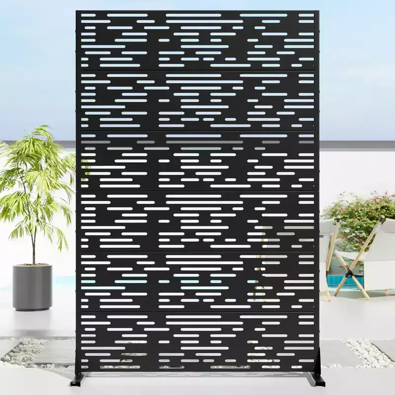 72 H47W Dovelina Black Metal Planter Box with Trellis Privacy Screen for Caf Patio,Garden & Balconies