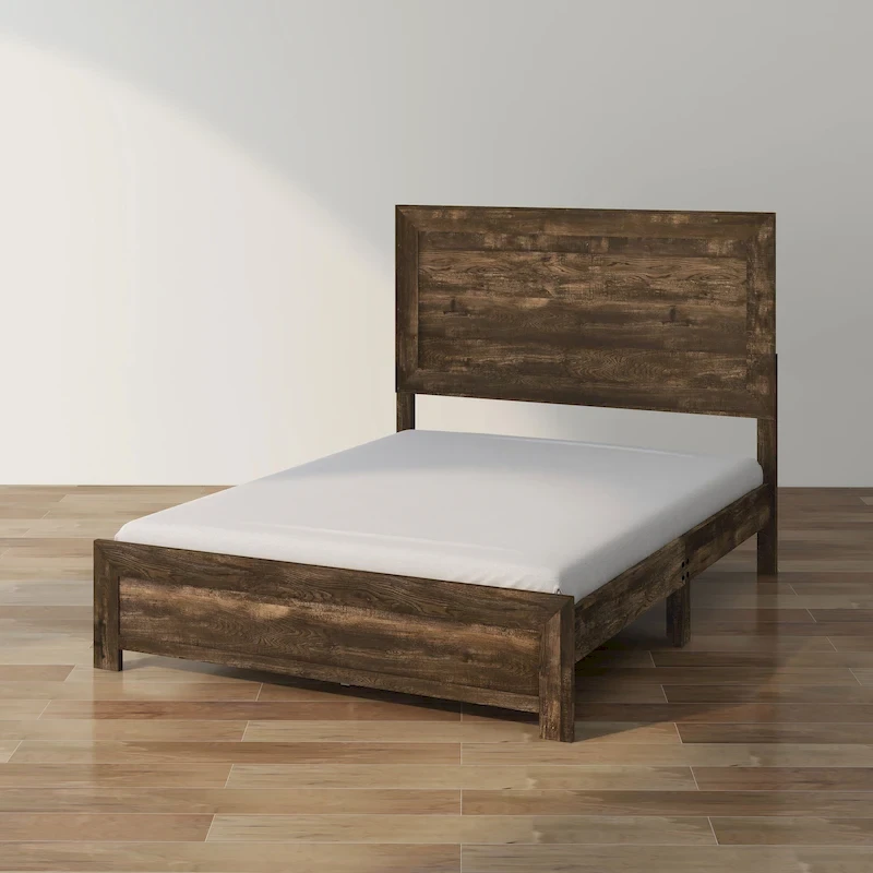 Furniture of America Greer Rustic Walnut Panel Wood Bed