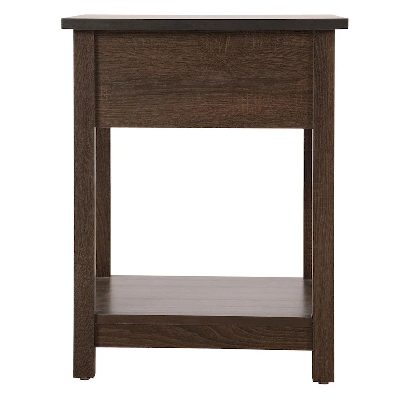 Wooden Nightstand with Drawer and Shelf