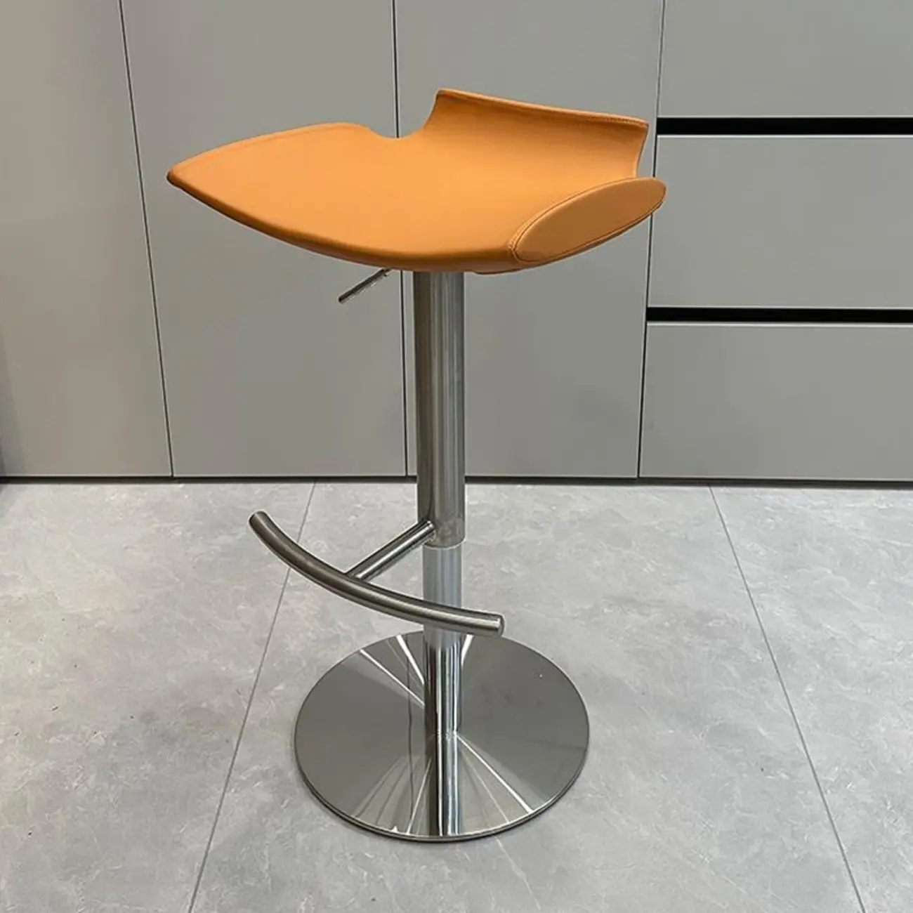 Modern Adjustable Faux Leather Swivel Bar Stools