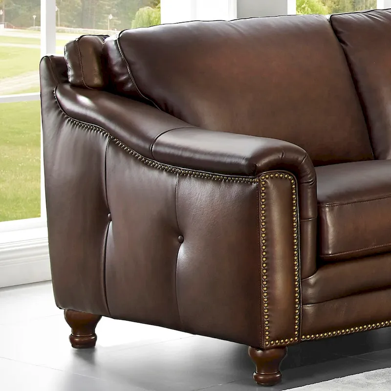 Hydeline Belfast Top Grain Leather Symmetrical Sectional