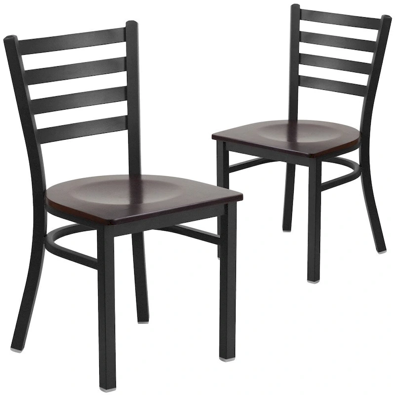 2 Pack Ladder Back Metal Restaurant Chair - 16.5