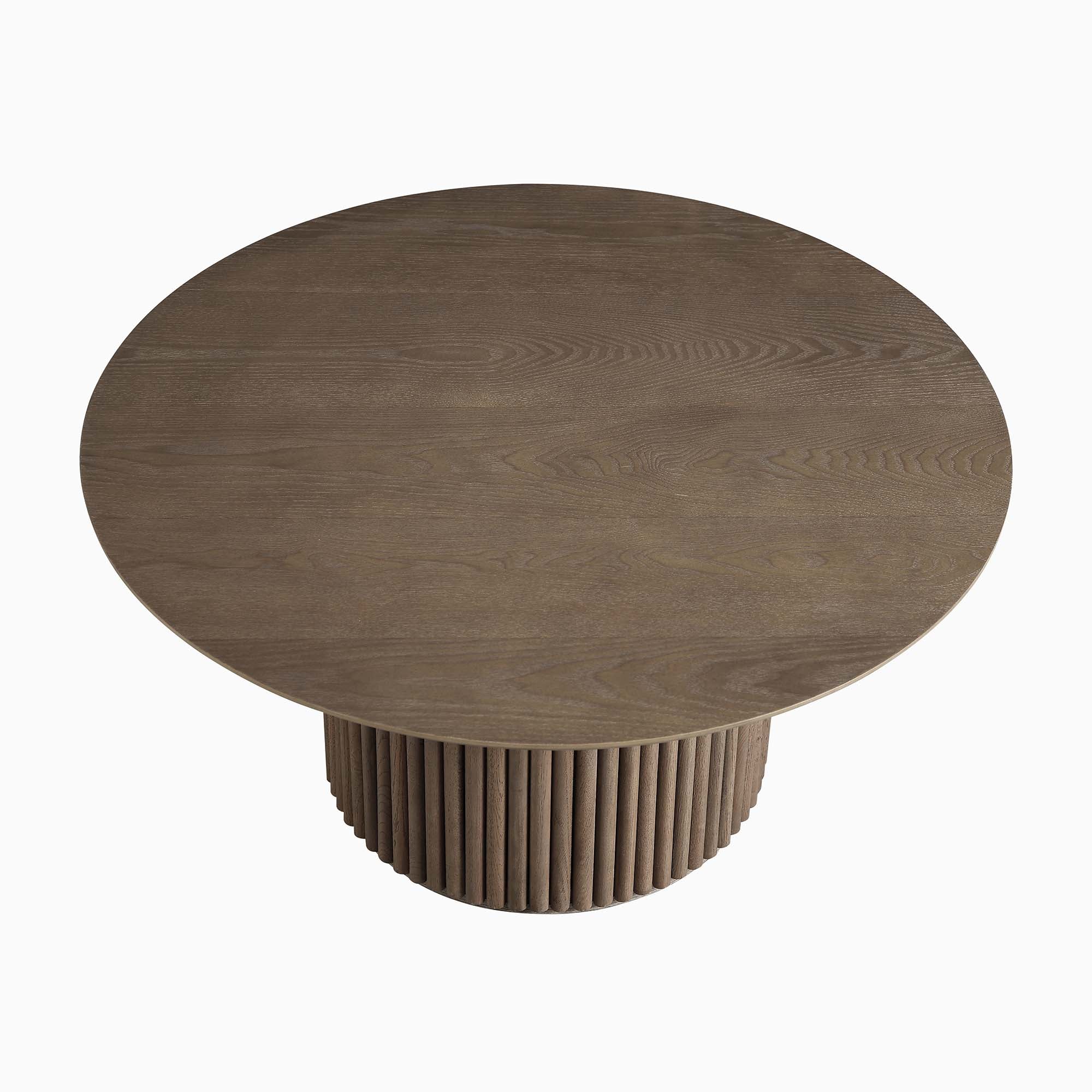 Round Oak Pedestal Coffee Table, Silver Oak