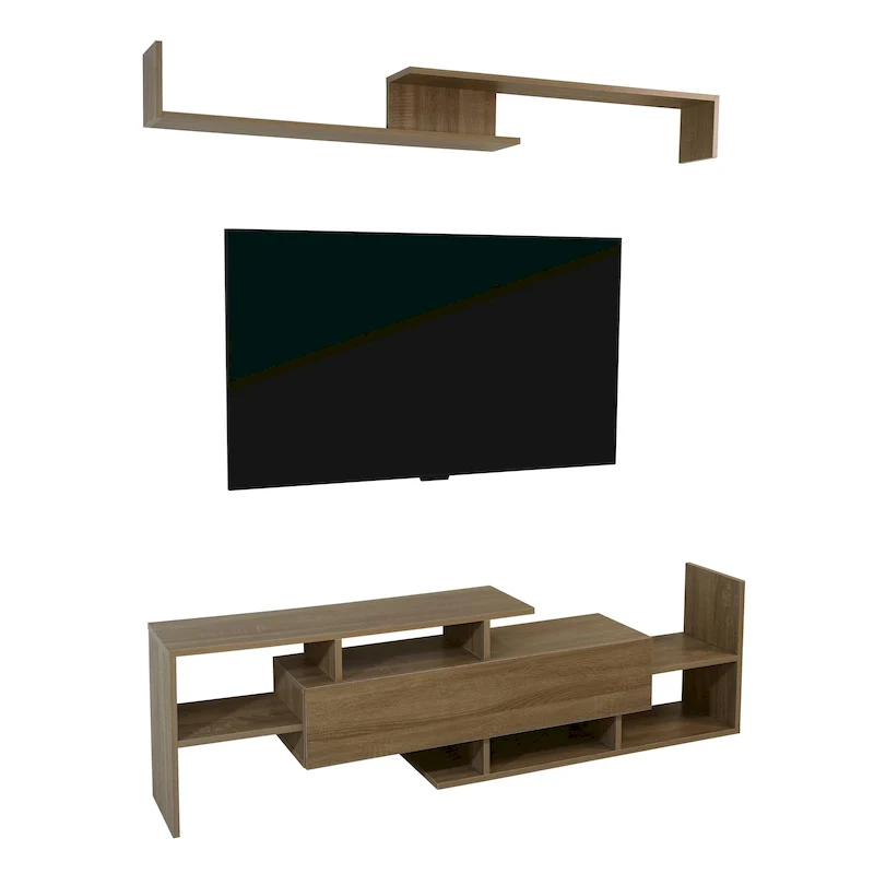 Surrey 60.2 2 Pc 1-Drawer Floating TV Stand Media Console with Open Shelves