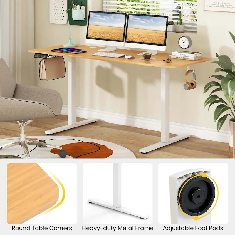 Costway 63 x 24 Inch Sit Stand Desk Height Adjustable Electric - See Details