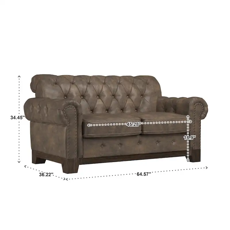 Greenwich Tufted Rolled Arm Nailhead Chesterfield Loveseat by iNSPIRE Q Artisan