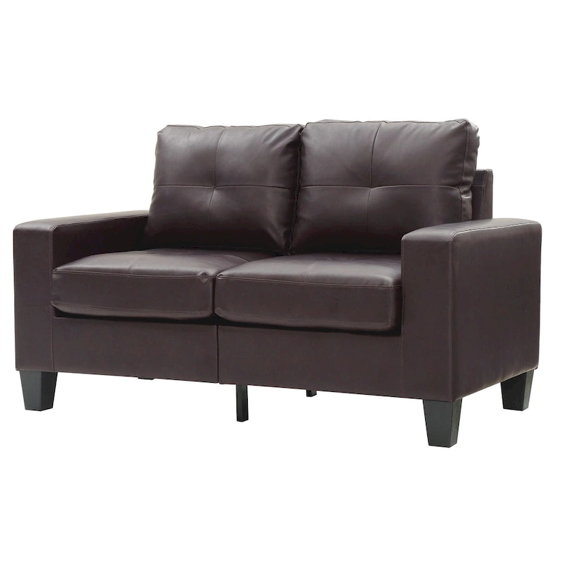 Newbury 58 in. W Flared Arm Faux Leather Straight Sofa - 32L x 58W x 36H
