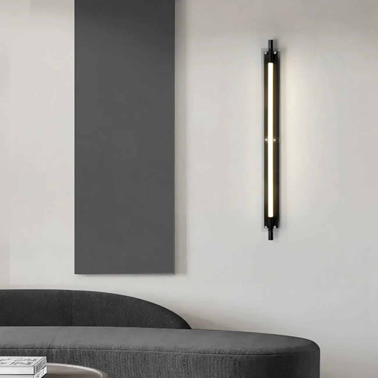 Modern Black Metal Linear Plastic Shade Wall Sconce