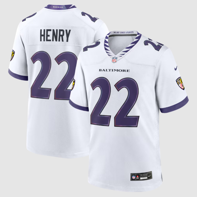 Baltimore Ravens Derrick Henry White Game Jersey