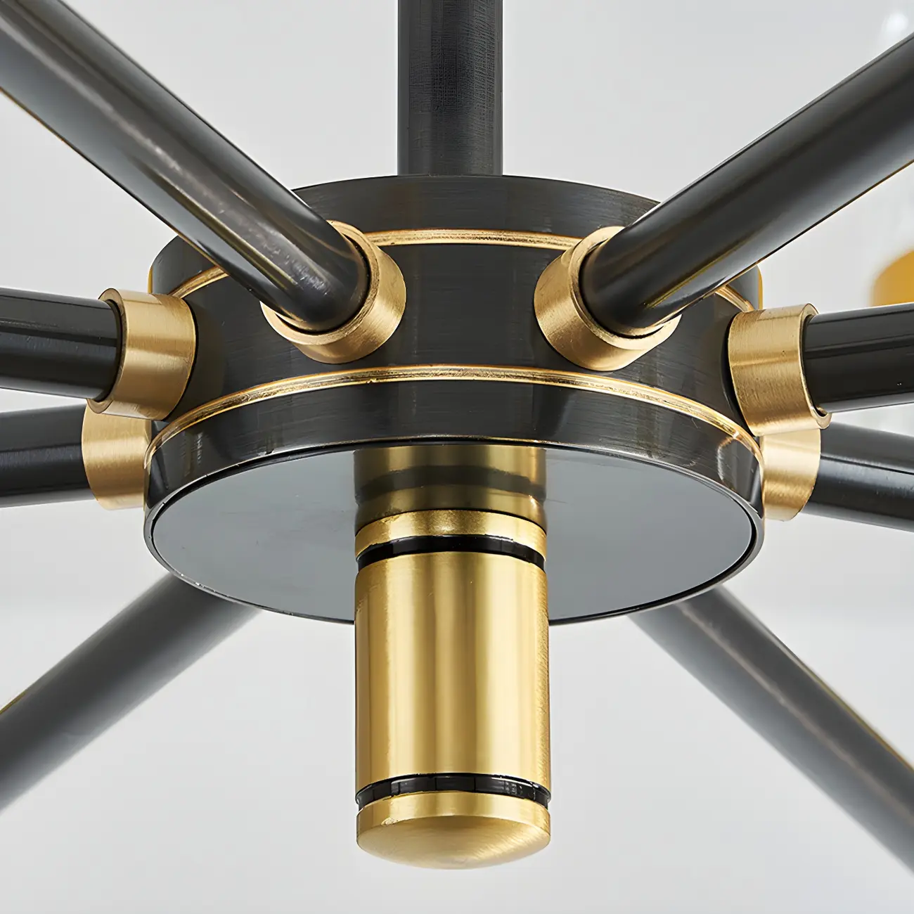 Modern Black Gold Prismatic Glass Sputnik Chandelier