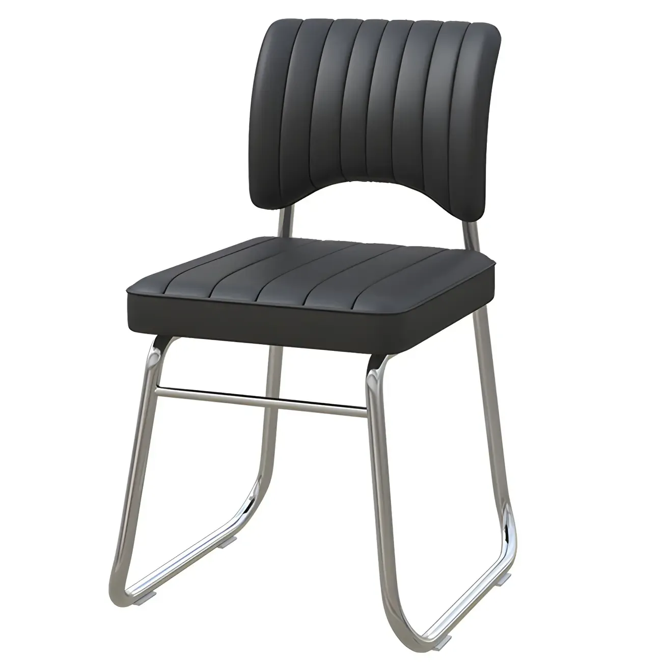 Modern Black Steel Leather Upholstered Office Chair