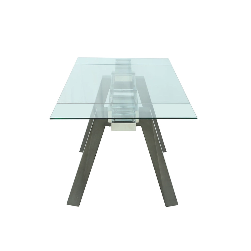 Somette Modern Dining Set with Extendable Glass Table & 2-Tone Chairs