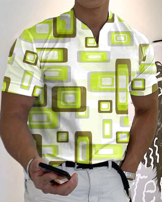 Men's Casual V-Neck Printed T-Shirt