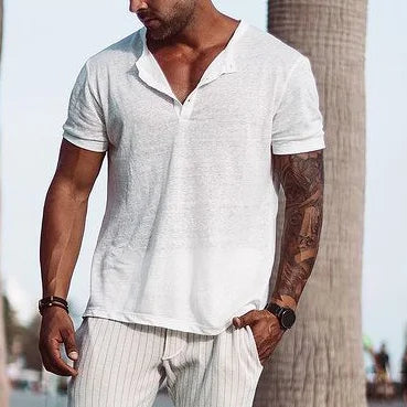 Hawaiian Deep V-neck Short-sleeved Shirt