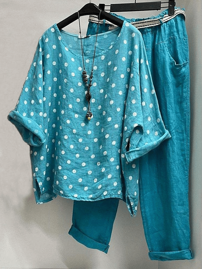 Women's fashion polka dot print suit