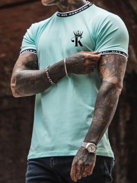 Men's Printed Casual Crew Neck Short Sleeve T-Shirt