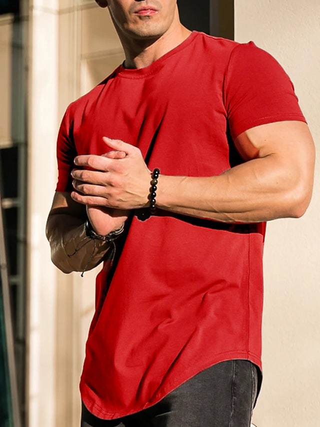 Men's T shirt Tee Muscle Shirt Tee Top Plain Crew Neck Athleisure Vacation Short Sleeve Clothing Apparel Streetwear Stylish Workout