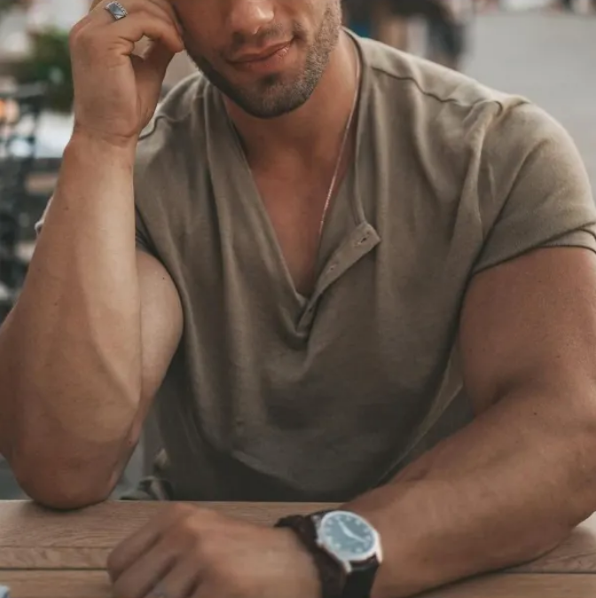 Men's Spring/Summer Henley Stretch Slim T-Shirt