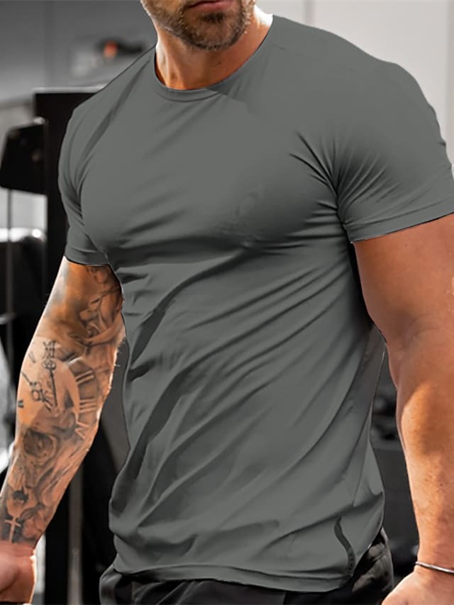 Men's T shirt Tee Plain Crew Neck Street Vacation Short Sleeves Clothing Apparel Basic Designer Modern Contemporary