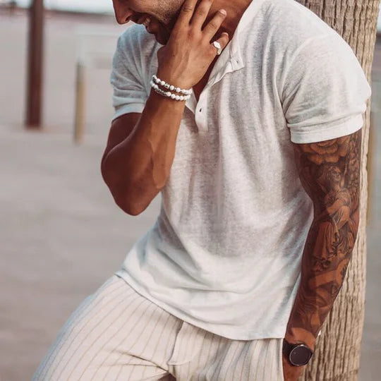 Hawaiian Deep V-neck Short-sleeved Shirt