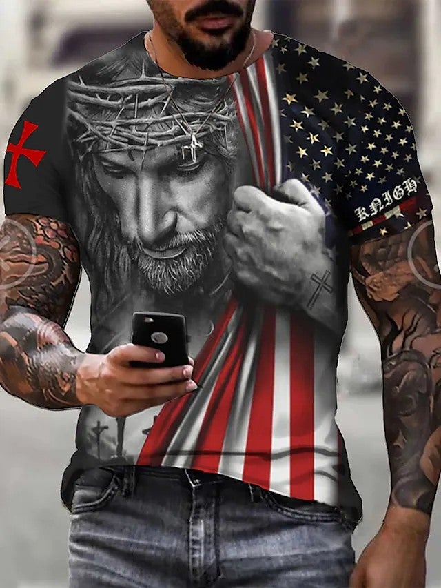 Men's T-Shirt 3D Print Graphic Optical Illusion Plus Size Short Sleeve Casual Tops