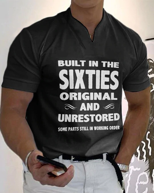 Men's Casual V-Neck Printed T-Shirt