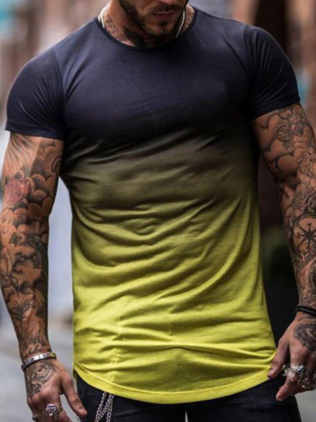Men's Printed Casual Crew Neck Short Sleeve T-Shirt