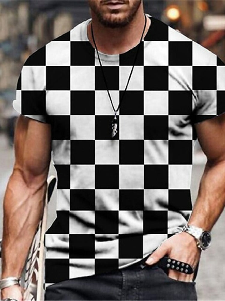 Men's Printed Casual Crew Neck Short Sleeve T-Shirt