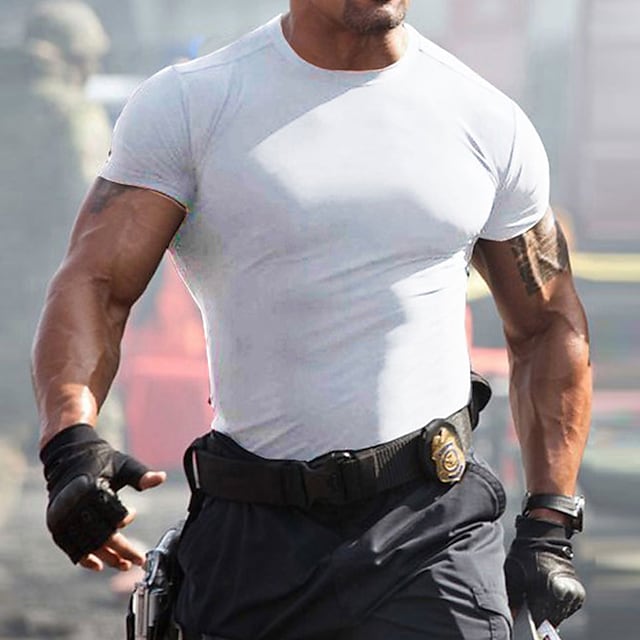 Men's Moisture Wicking Shirts T shirt Tee Plain Round Neck Work Sports Short Sleeve Clothing Apparel Fashion Streetwear Casual