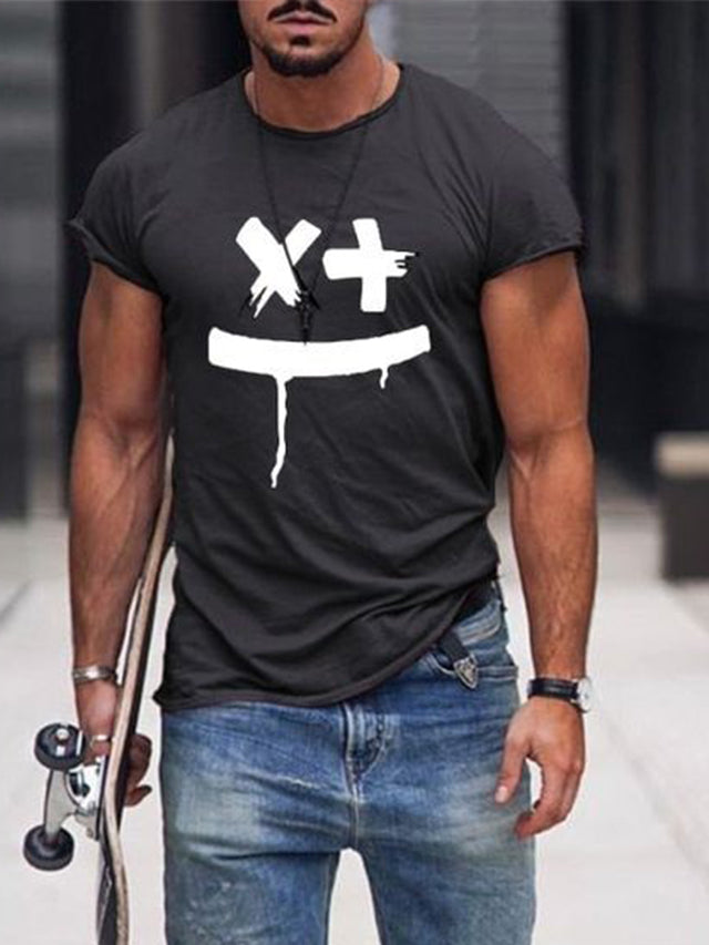 Men's Printed Casual Crew Neck Short Sleeve T-Shirt