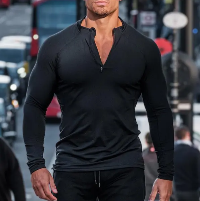 Men's Casual Slim Short Sleeve T-Shirt Sports Fitness Running V Neck Tops