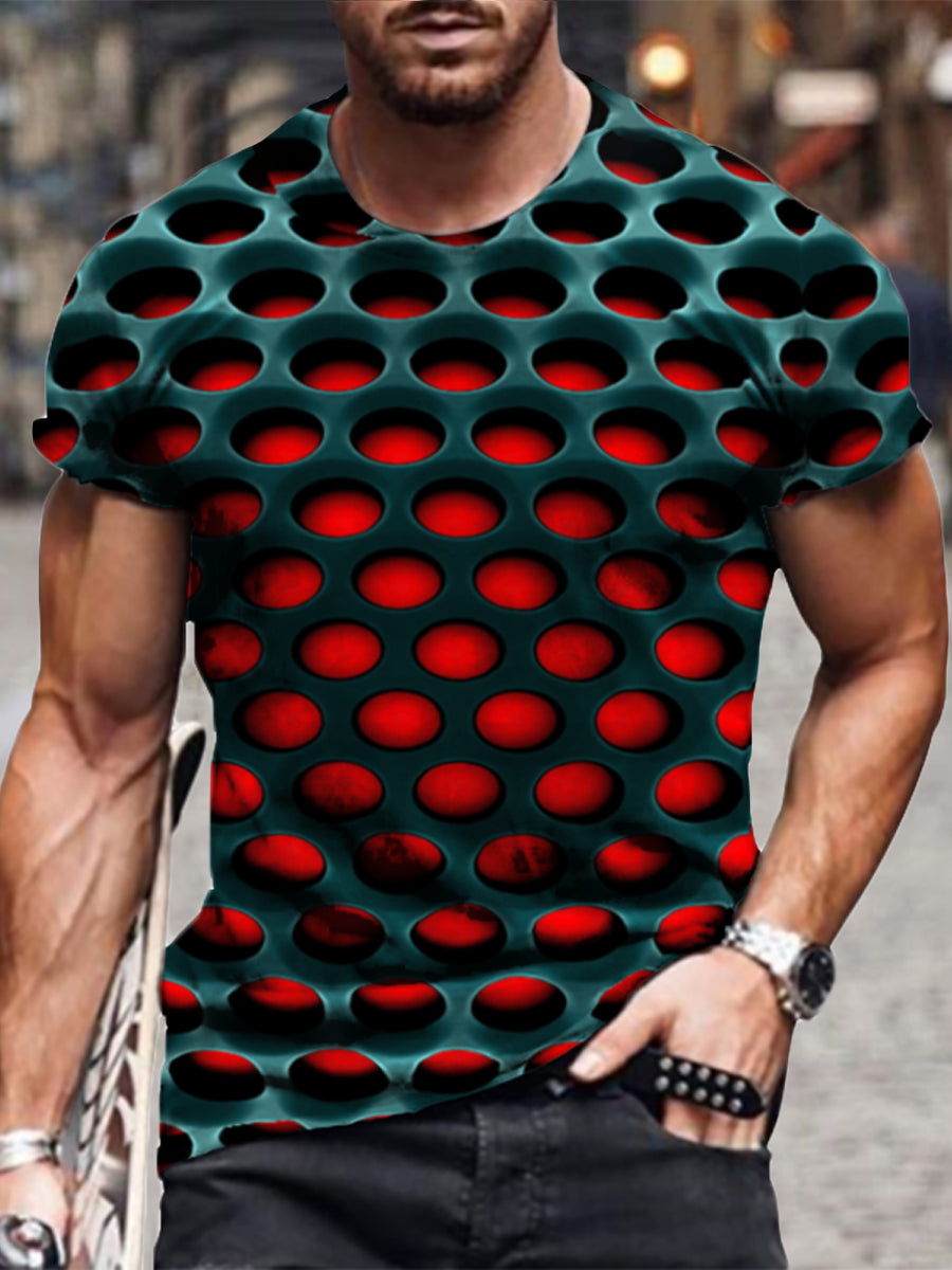 Men's T-Shirt 3D Print Graphic Optical Illusion Plus Size Short Sleeve Casual Tops