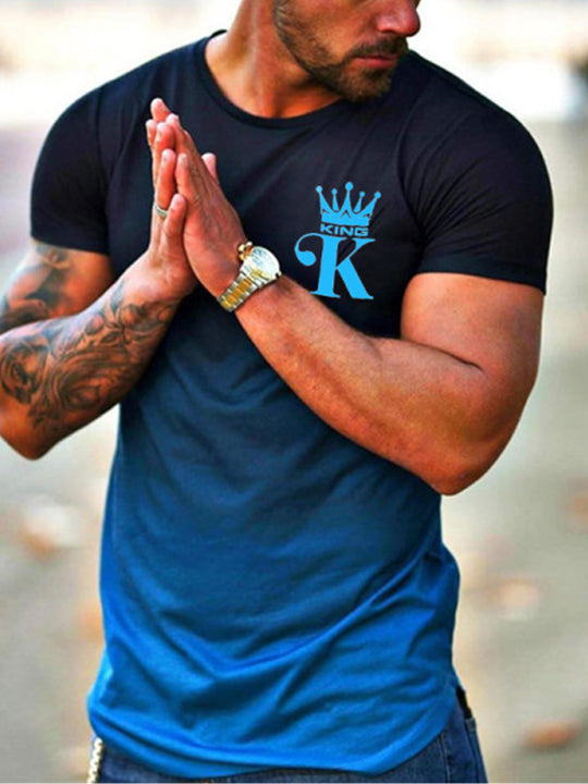 Men's Printed Casual Crew Neck Short Sleeve T-Shirt