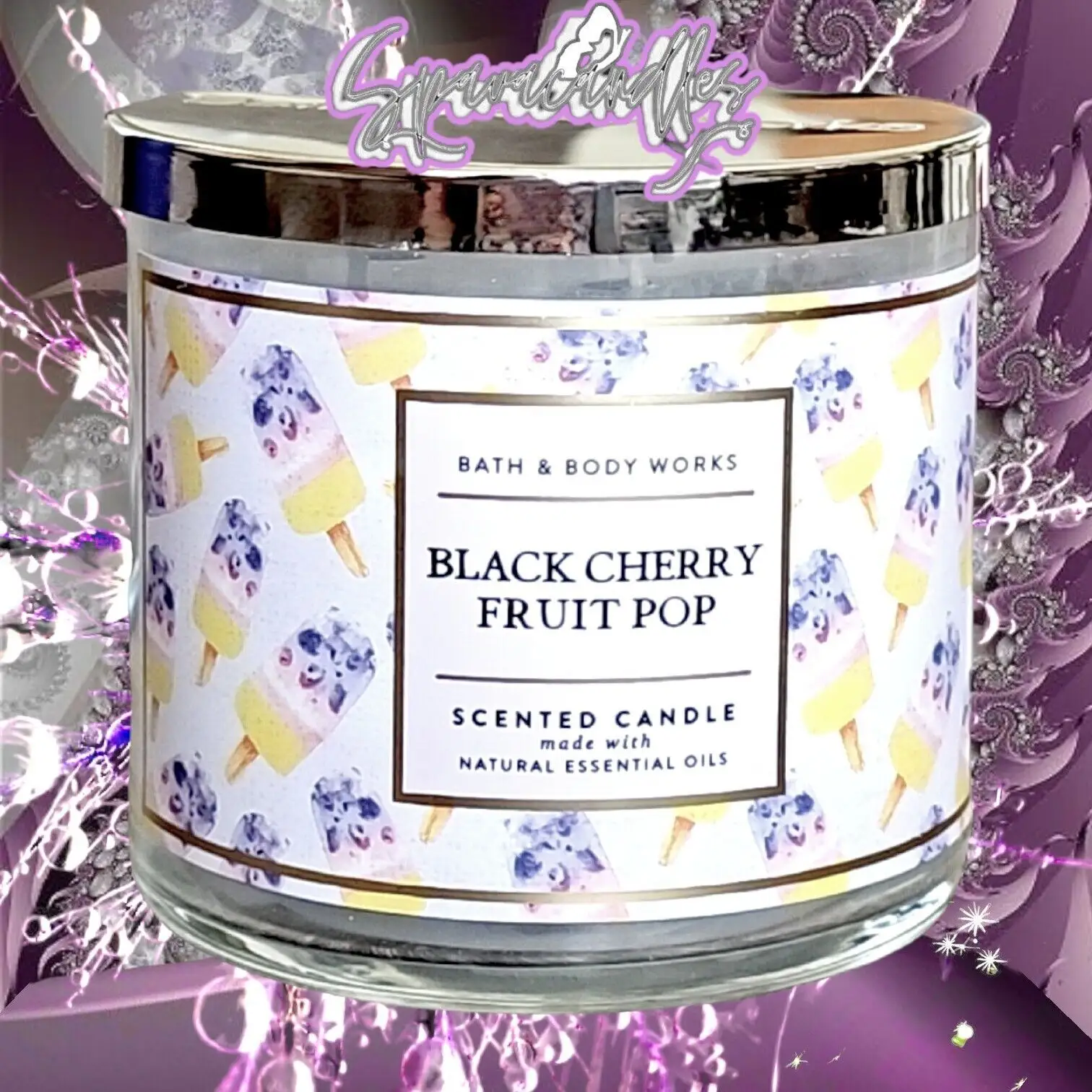 Black Cherry Fruit Pop 3 wick Candle - Essential Oils 14.5 oz