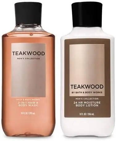 BATH AND BODY WORKS GIFT SET TEAKWOOD FOR MEN - Body Wash & Body lotion - FULL SIZE