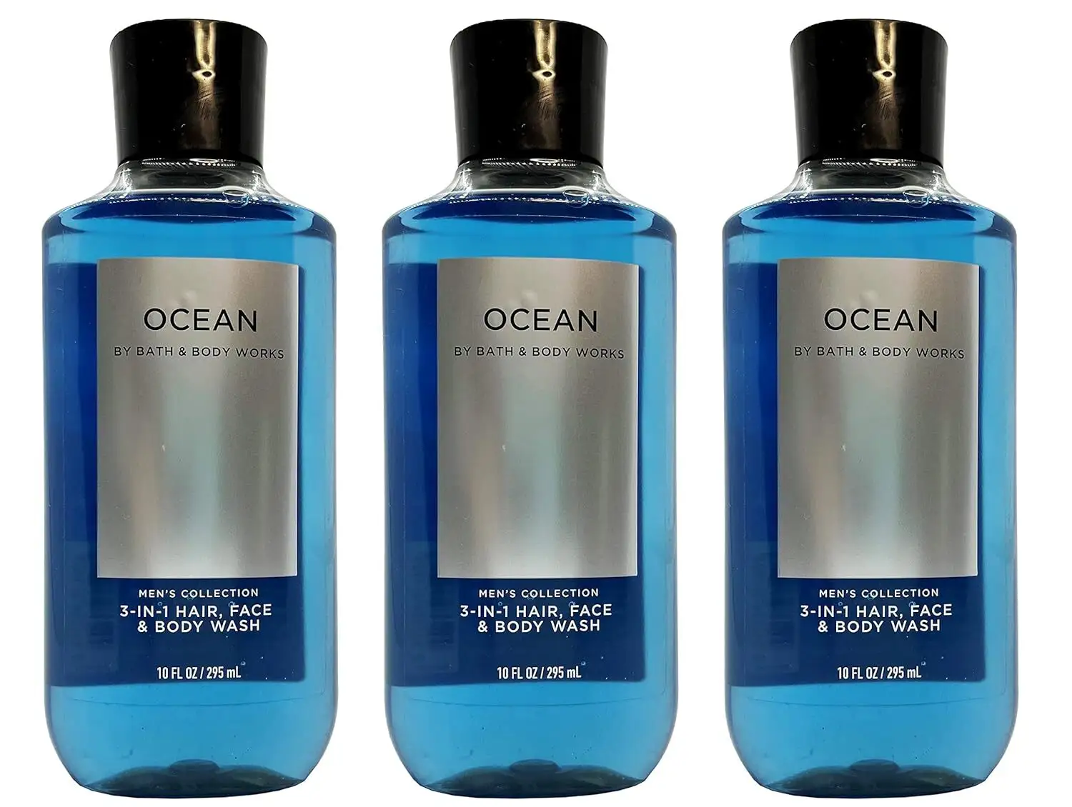 Lot of 3 Bath and Body Works Ocean Signature Collection 2 in 1 Hair Shampoo Body Wash for Men 10 Fl Oz