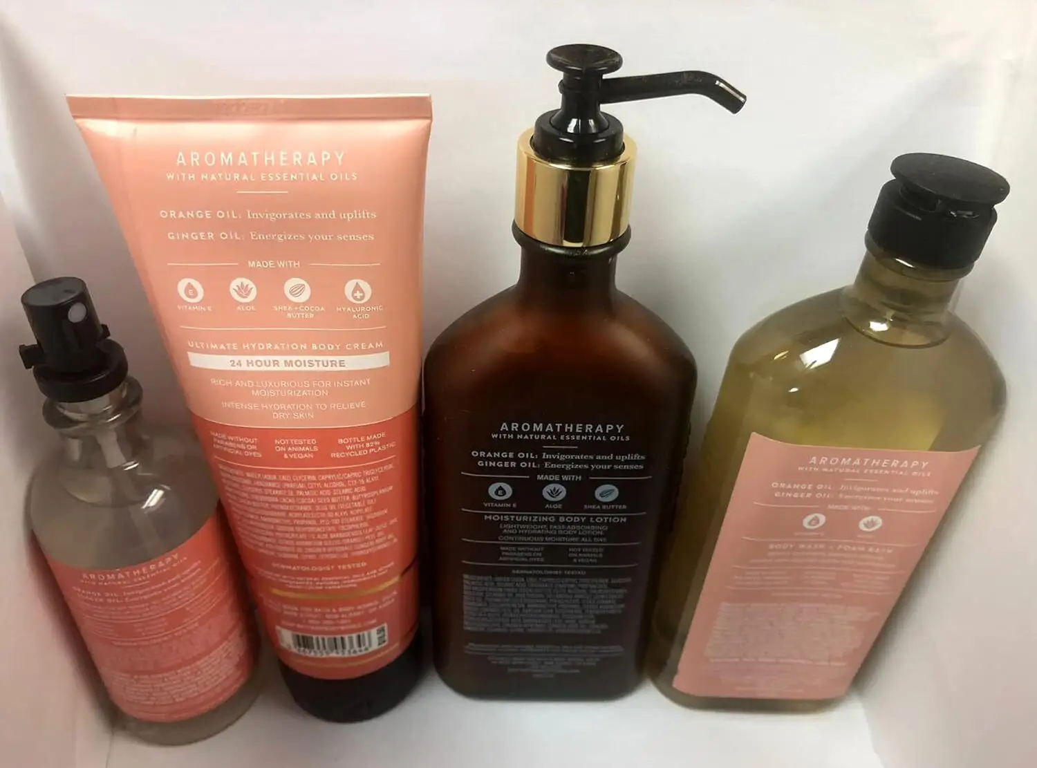 Bath and Body Works Aromatherapy ORANGE GINGER Deluxe Gift Set - Body Cream - Body Lotion - Body Wash and Essential Oil Mist - Full Size