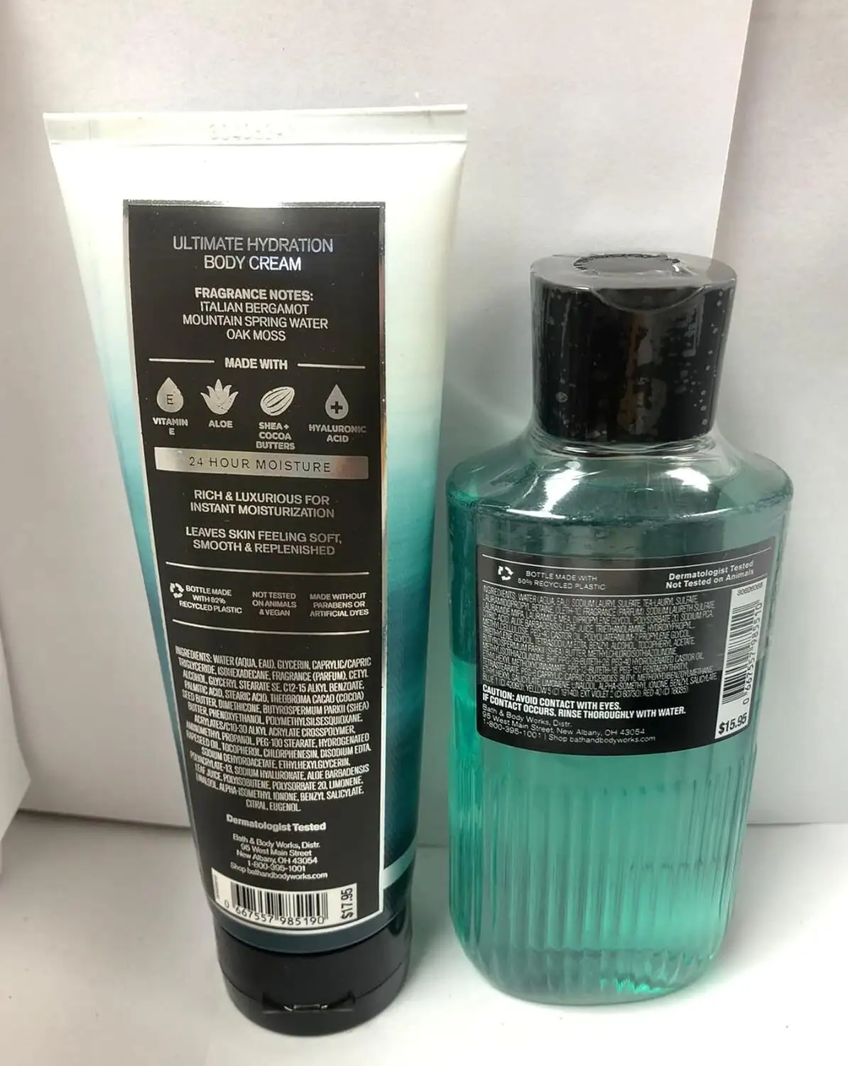 Bath and Body Works Men's Collection Freshwater 2 in 1 Hair and Body Wash 10 Oz and Body Cream 8 Oz.