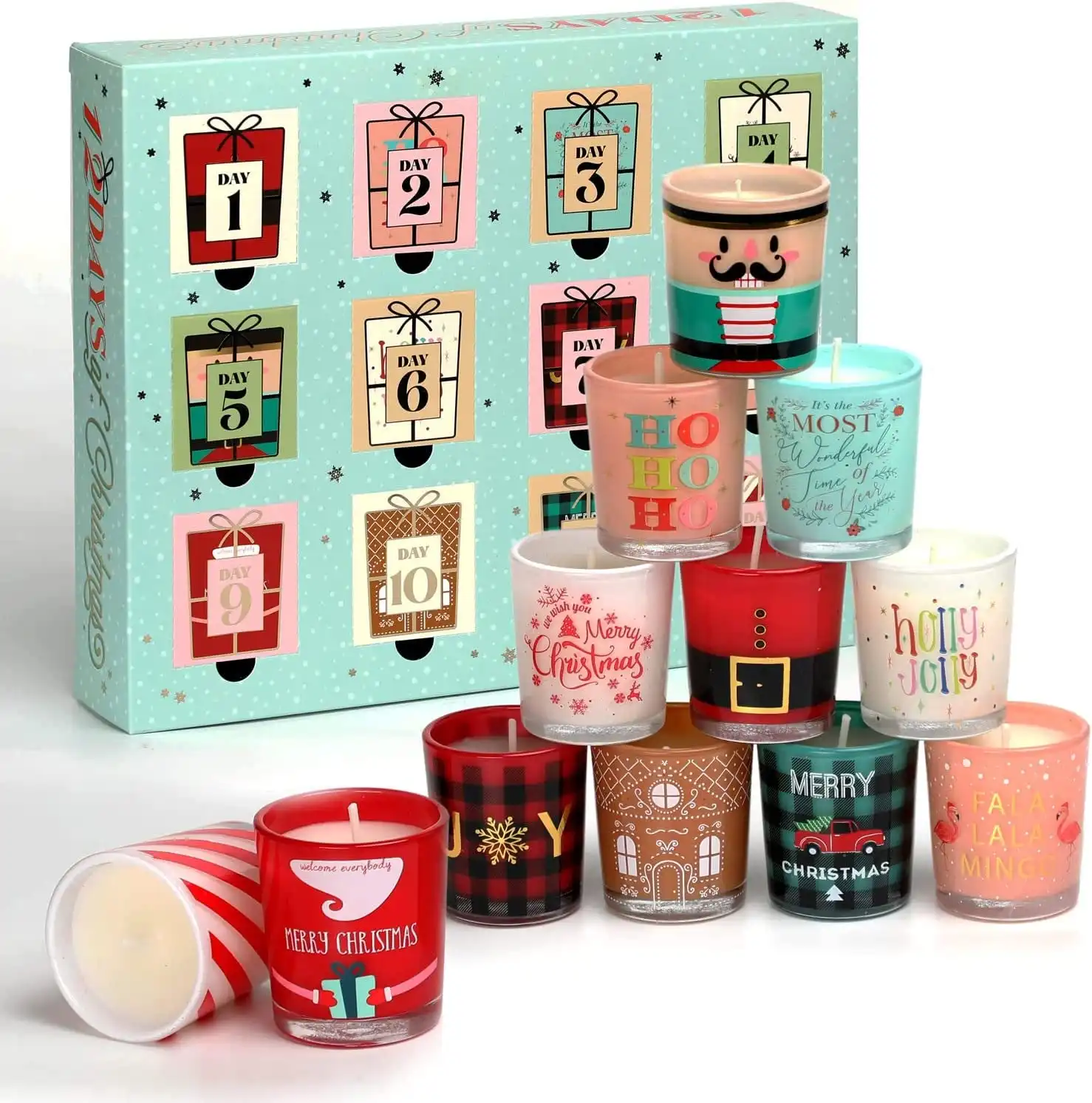 12 Days Christmas Scented Candles Set Gift for Women Family Advent Calendar Candles Birthday Gift for Men Friends, 12 Pack 1Oz