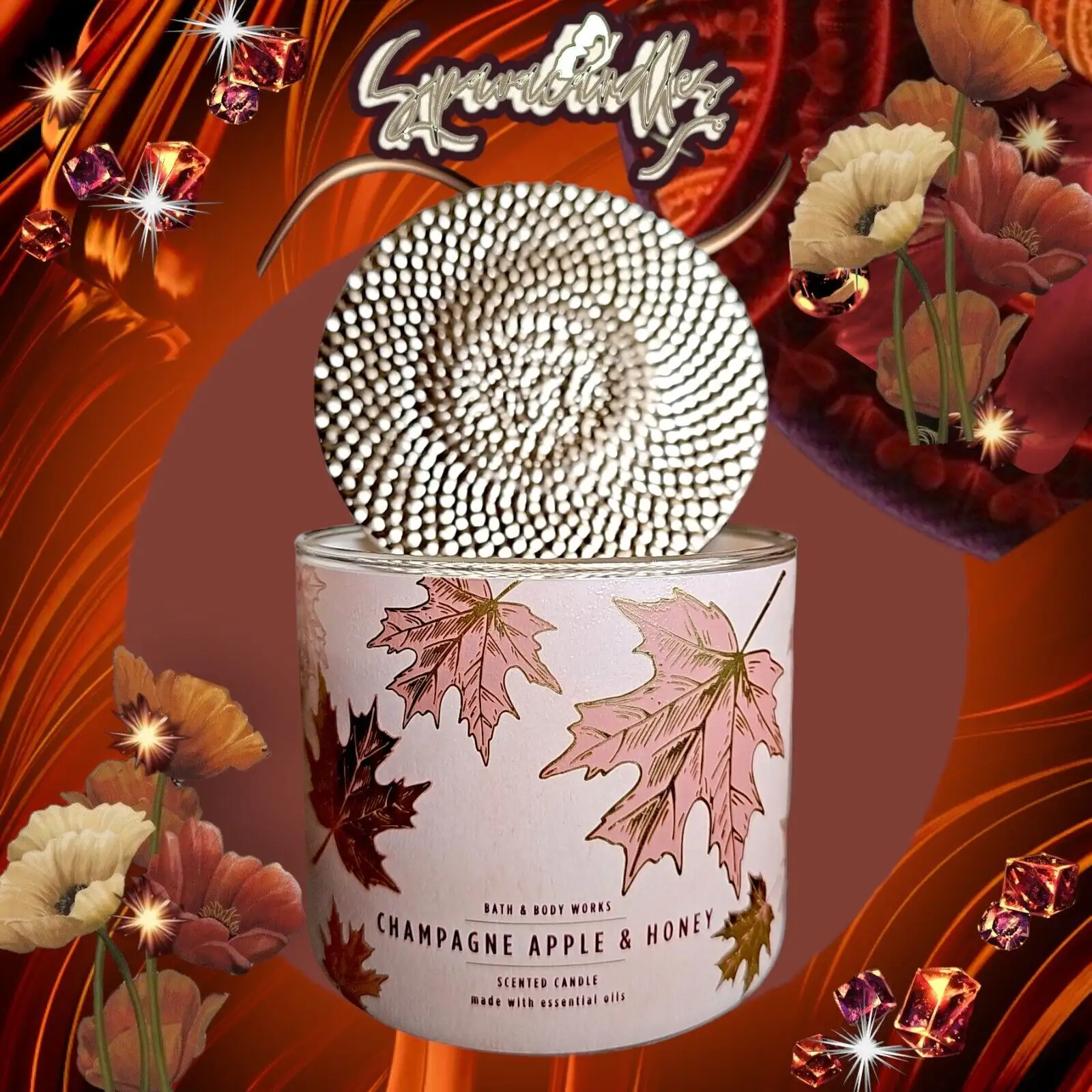 New CHAMPAGNE APPLE & HONEY 3 Wick Candle 14.5 Large US Seller