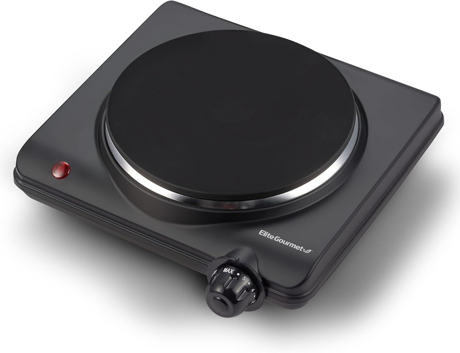 Elite Gourmet EDB-302BF# Countertop Double Cast Iron Burner, 1500 Watts Electric Hot Plate, Temperature Controls, Power Indicator Lights, Easy to Clean, Black