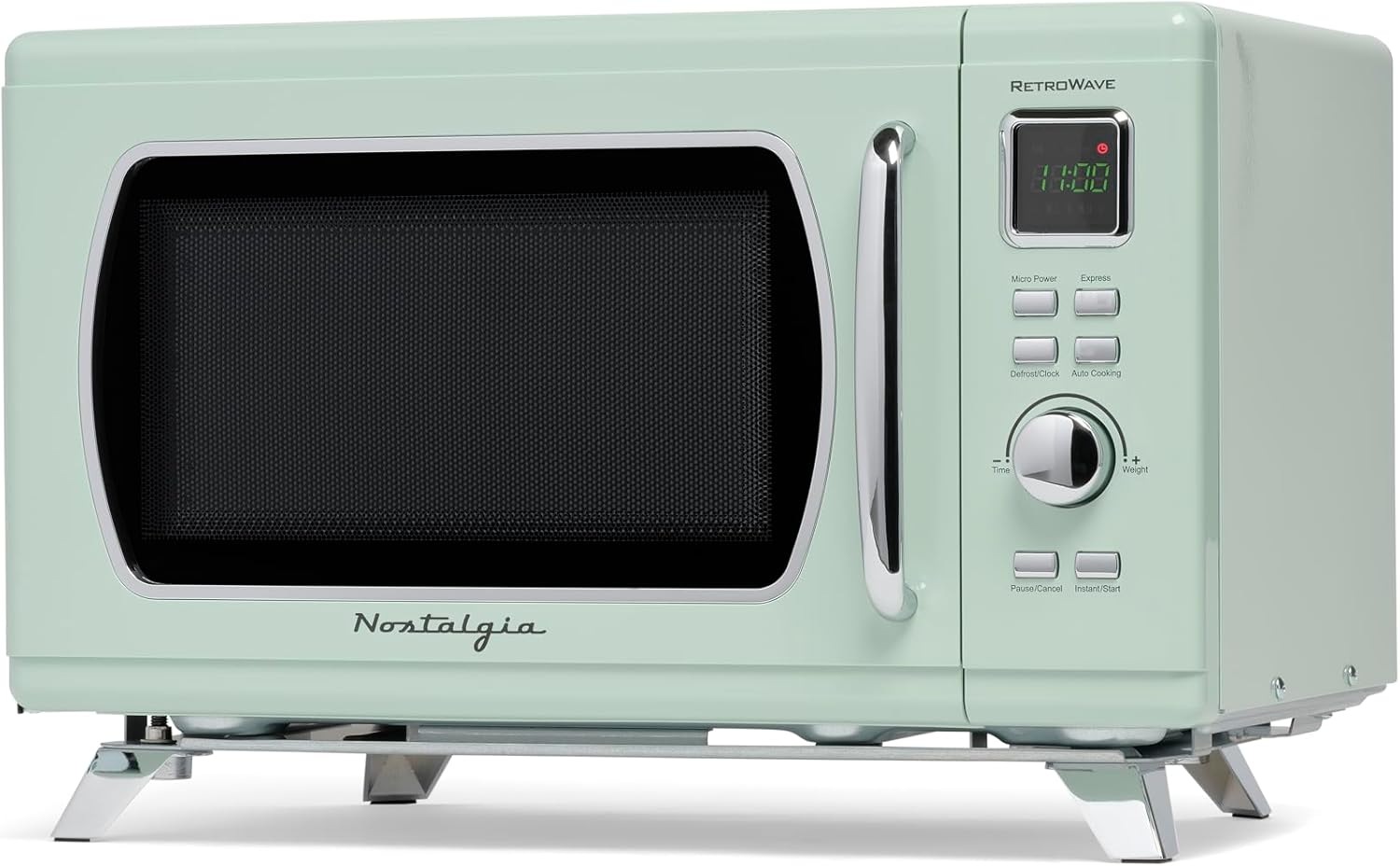Nostalgia Retro Compact Countertop Microwave Oven - 0.7 Cu. Ft. - 700-Watts with LED Digital Display - Child Lock - Easy Clean Interior - Aqua