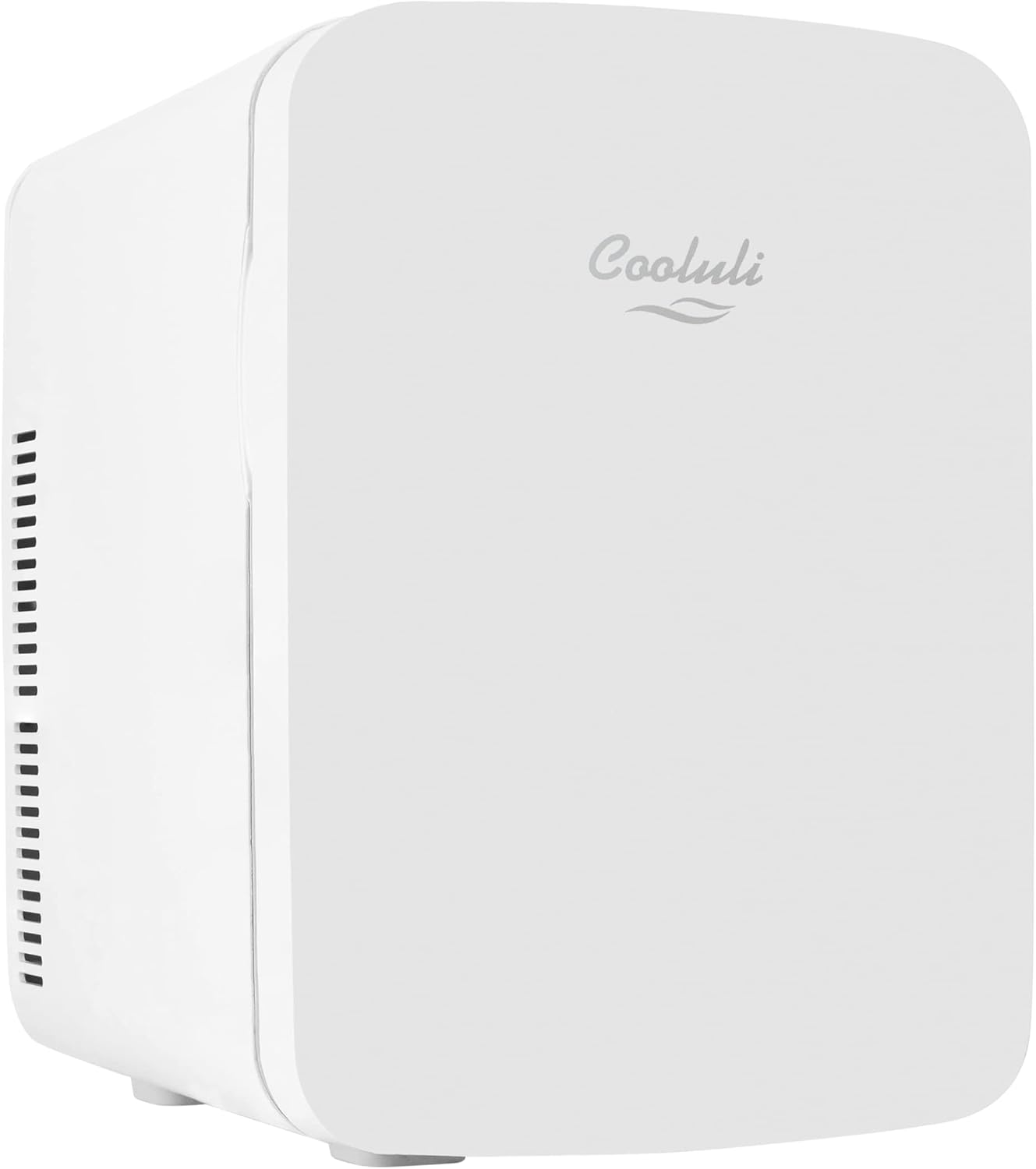 Cooluli 10L Mini Fridge for Bedroom - Car, Office Desk & College Dorm Room 12v Portable Cooler Warmer Food, Drinks, Skincare, Beauty Makeup AC/DC Small Refrigerator with Glass Front, 110 Volts, White