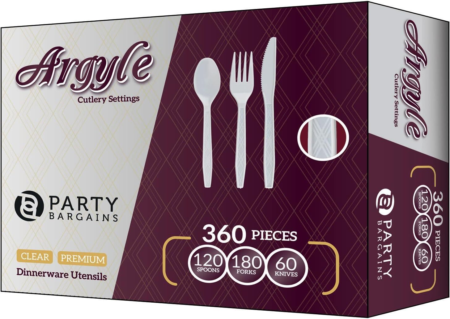 Party Bargains Disposable Cutlery set, Color: Clear Sapphire, Count: 1440 Pcs: 240 Knives, 480 Spoons, 720 Forks