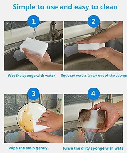 Melamine Sponge,100 Pack Magic Sponges Eraser Foam Cleaning Pads,Multi-Functional Household Cleaning Kitchen Dish Sponge for Furniture,Bathroom,Bathtub, Sink,Floor, Baseboard, Wall Cleaner