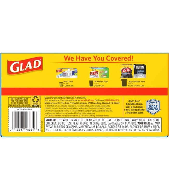 Glad Tall Kitchen Drawstring Trash BagsOdorShield 13 Gallon Grey Trash Bag, Febreze Fresh Clean80 Count